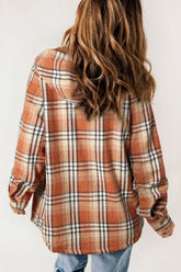 Plaid Button Up Long Sleeve Hooded Jacket OutfitFlow